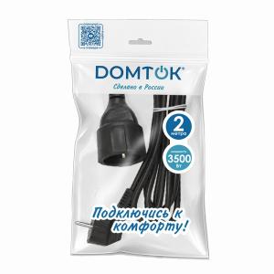 Удлинитель-шнур "DOMTOK" ПВС 3*1 с/з 2м, цвет чер. (1/25)
