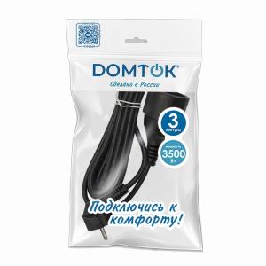 Удлинитель-шнур "DOMTOK" ПВС 3*1 с/з 3м, цвет чер. (1/20)